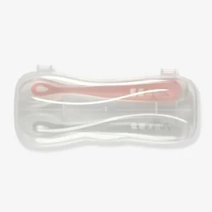 Lot De 2 Cuillères Ergonomiques D’apprentissage + Boîte De Transport BEABA Rose/gris – Beaba 9