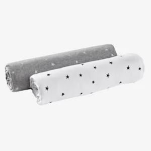 Lot De 2 Draps-housses Bébé En Jersey Extensible Imprimé étoiles Gris Chiné/blanc – Vertbaudet 7